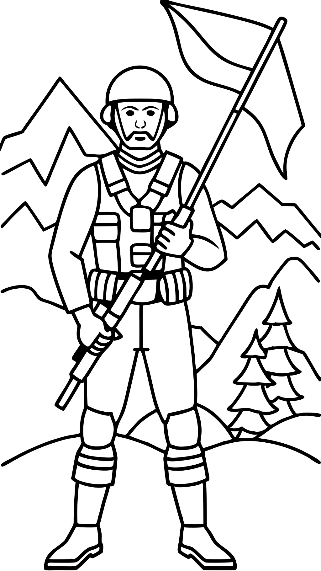 coloring page of a soldier